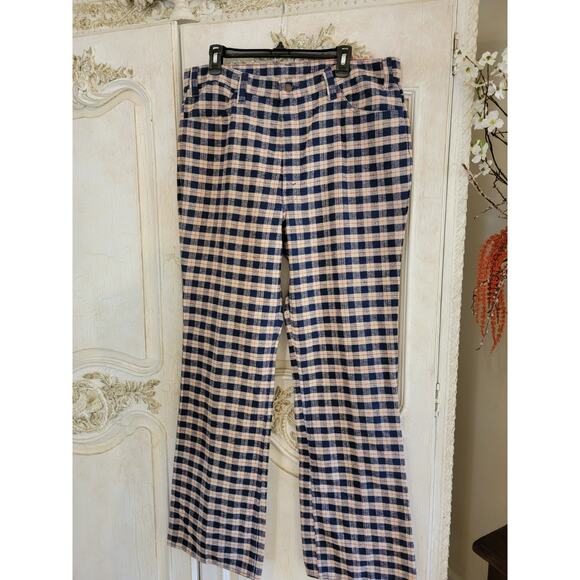 1960s Vintage Levi’s Gentleman Jeans Size 38 Navy Cream Red Plaid - Picture 1 of 8